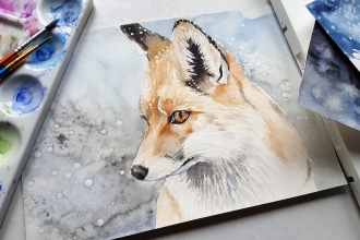 Watercolour fox