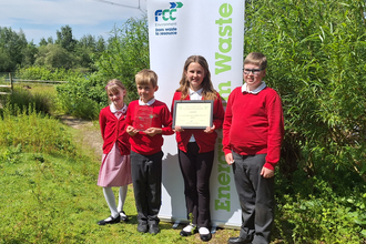 Four young members of the Grow with Nature Club at Hawthorn Tree School, Boston, winners of the Lincolnshire Young Environmentalist Awards 2023