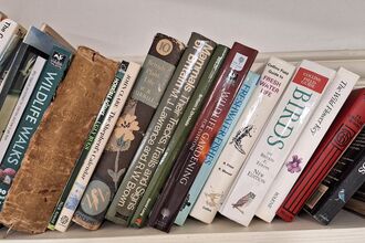 A shelf of nature books