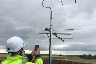 Motus aerials on the Old Coastguard Station tower at Gibraltar Point