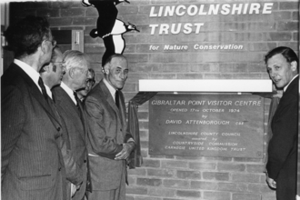 David Attenborough opening the visitor centre at Gibraltar Point in 1974