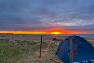 Gibraltar Point shorebird night warden's tent at dawn 