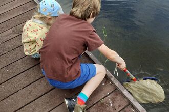 children pond dipping at Whisby