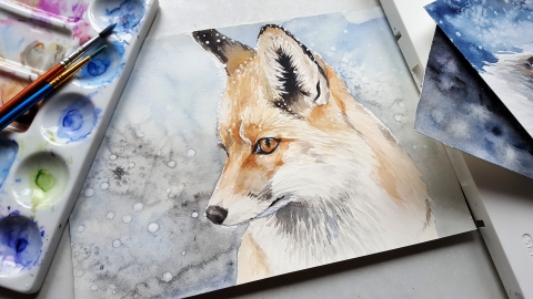 Watercolour fox