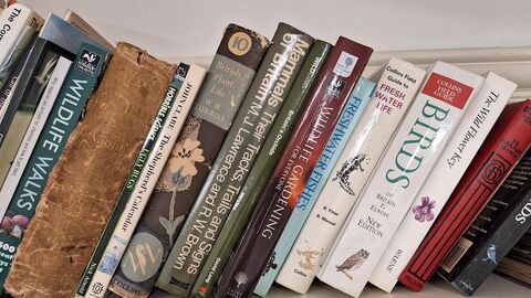 A shelf of nature books