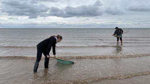 Jas and Sam sea dipping