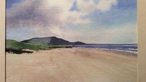 skyscapes landscape painting of a beach by artist Jan Hill