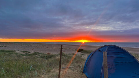 Gibraltar Point shorebird night warden's tent at dawn 