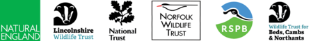 Logos of the partners in the Fens East Peat Partnership