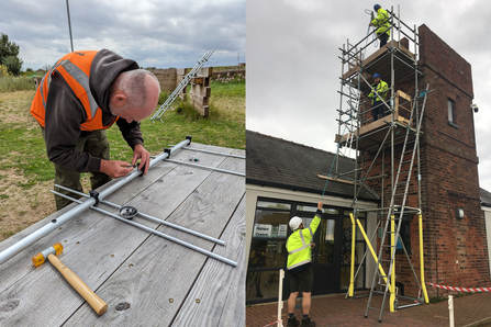 Motus aerials installation on the Old Coastguard Station tower at Gibraltar Point