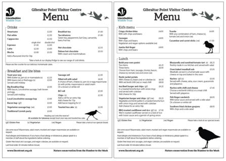 Gibraltar Point menu 2024