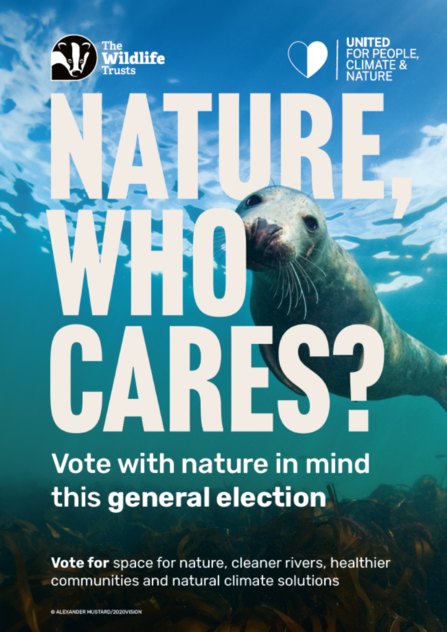 Poster with a seal and the text: Nature, who cares?