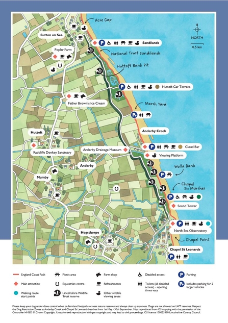 Map of the Lincolnshire Coastal Country Park updated in 2025