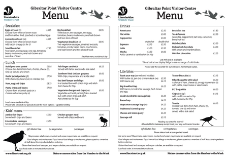 Gibraltar Point menu 2025