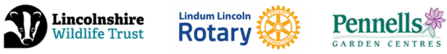 Logos of the organisers, Lincolnshire Wildlife Trust and Lindum Rotary Club, and sponsors, Pennells Garden Centres