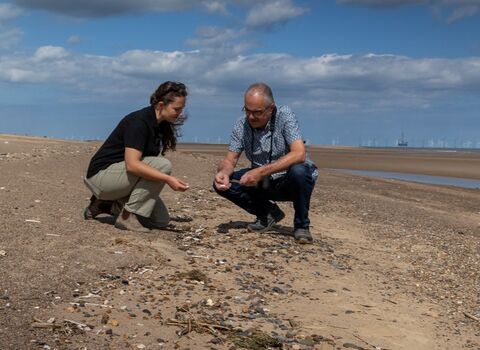 Melvyn and Lauren on the strandline