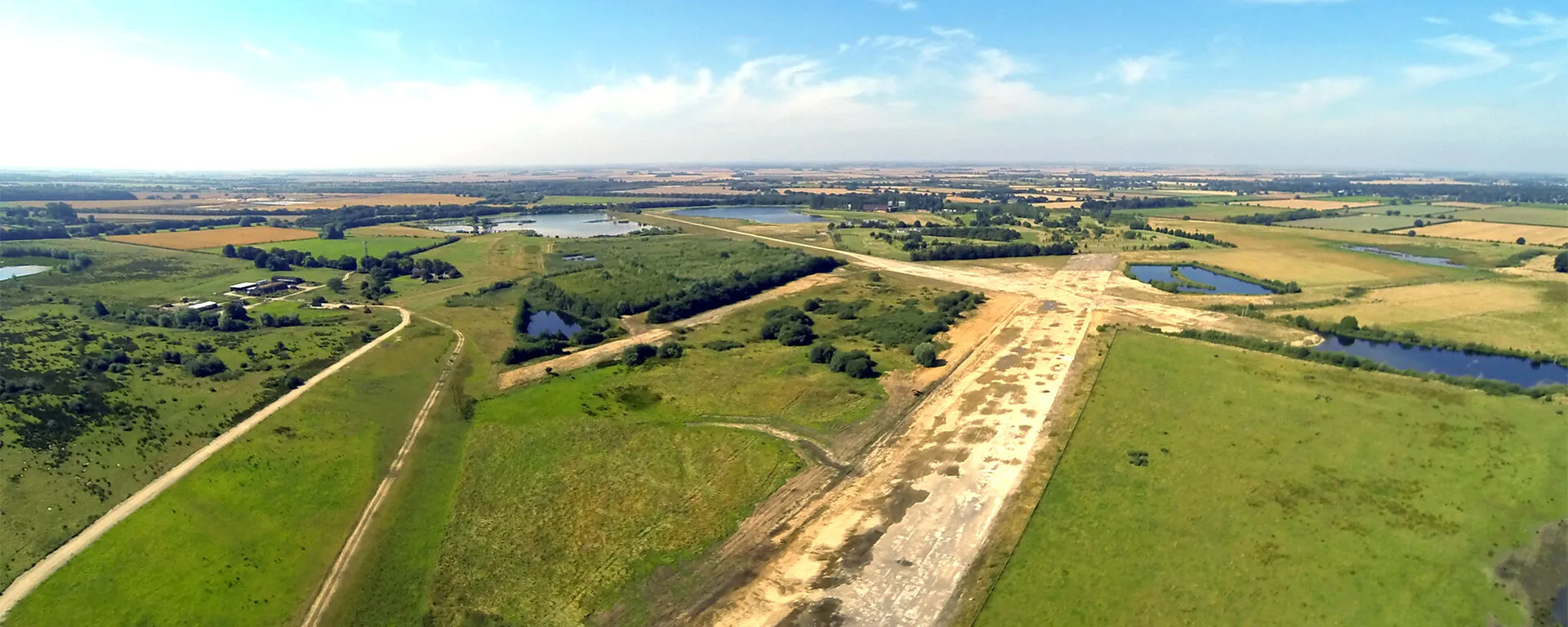 A genuine aerial view of Woodhall Spa Airfield nature reserve